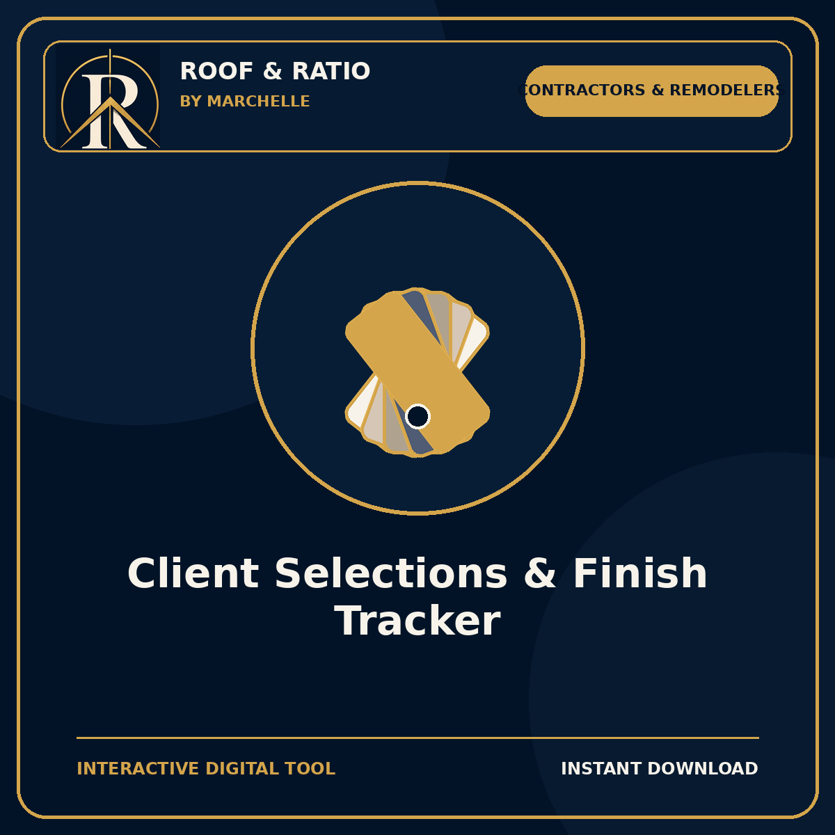 Roof & Ratio Client Selections & Finish Tracker