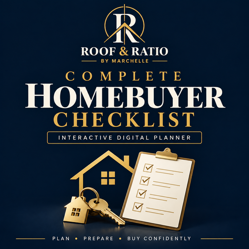 Roof & Ratio Complete Homebuyer Checklist interactive digital planner