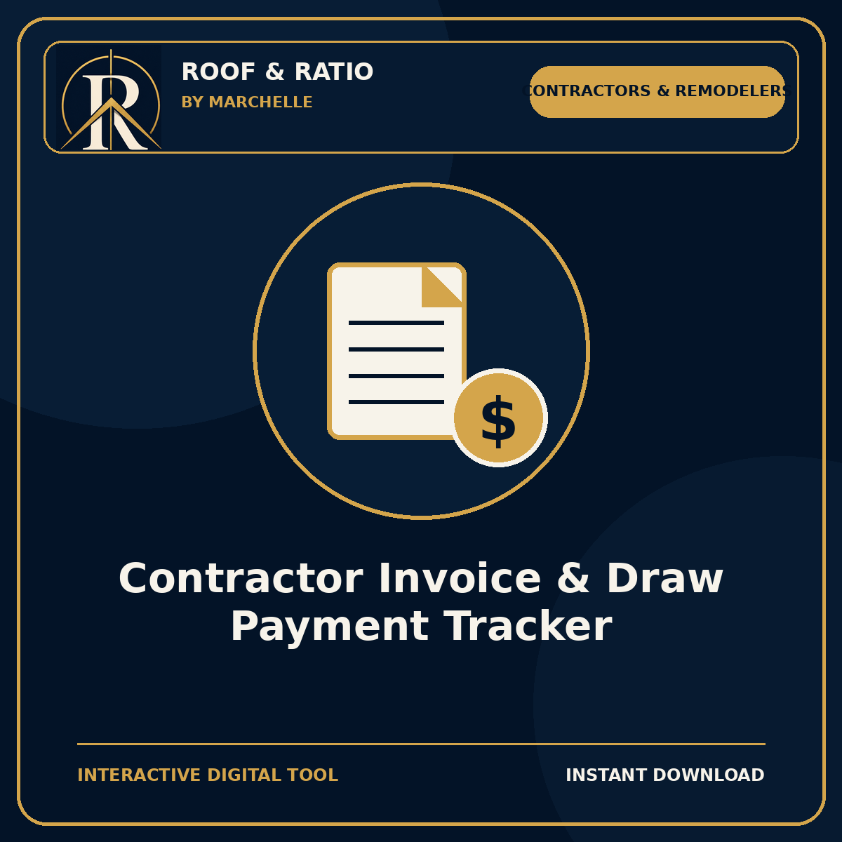 Roof & Ratio Contractor Invoice & Draw Payment Tracker