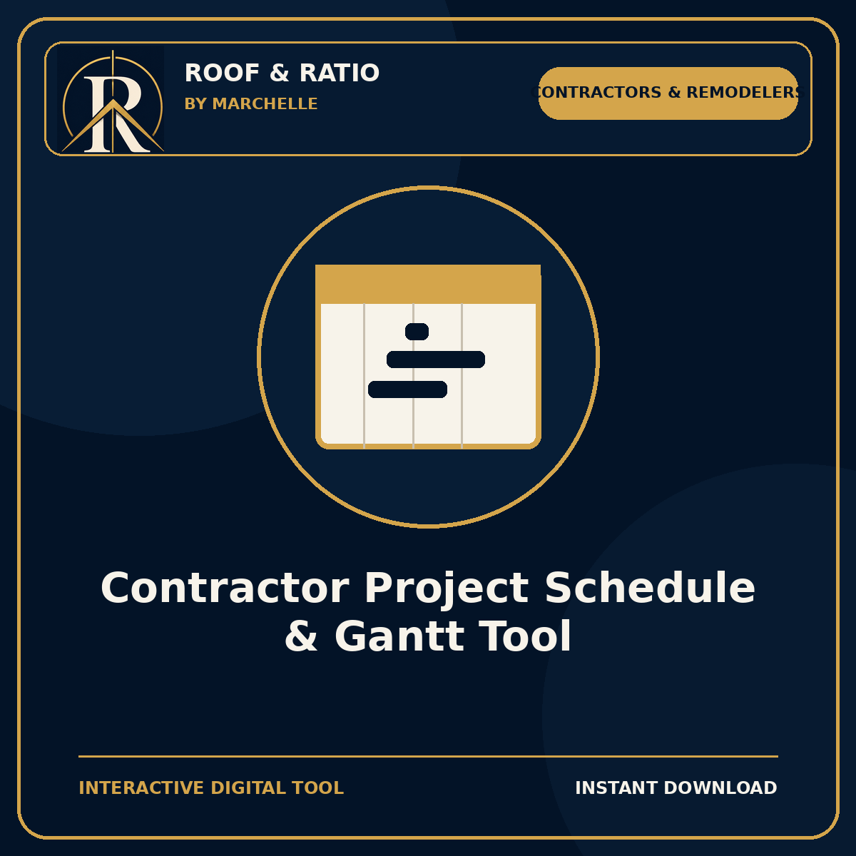 Roof & Ratio Contractor Project Schedule & Gantt Tool