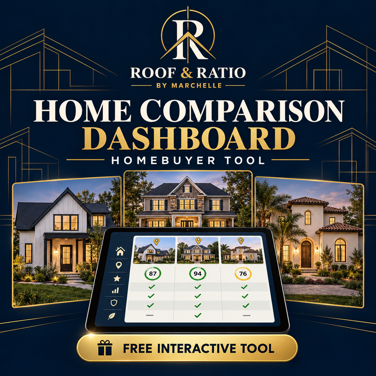 Free Roof & Ratio Home Comparison Dashboard for homebuyers