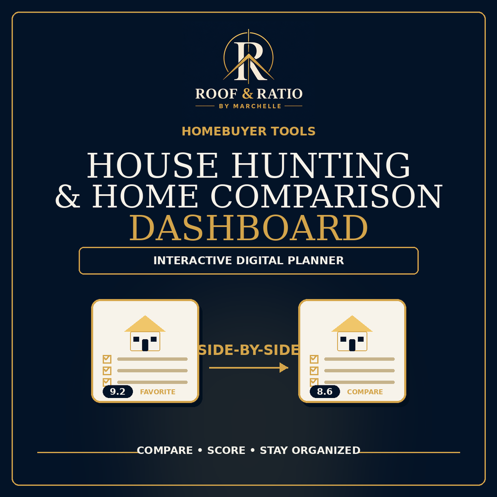 Roof & Ratio House Hunting & Home Comparison Dashboard
