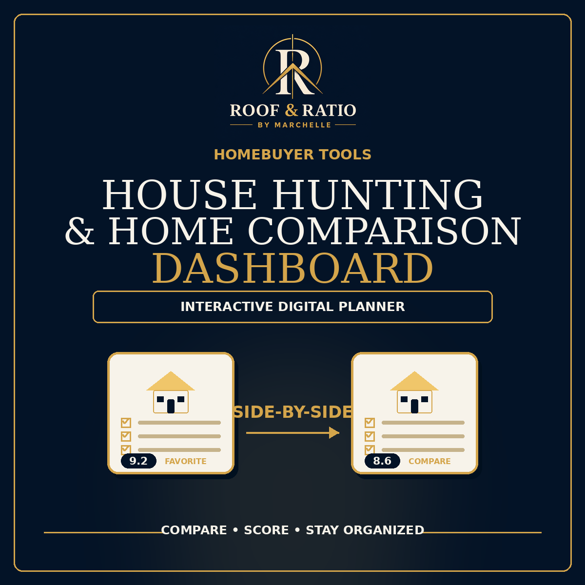 Roof & Ratio House Hunting & Home Comparison Dashboard