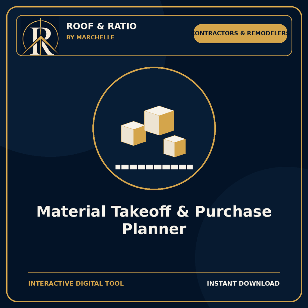 Roof & Ratio Material Takeoff & Purchase Planner
