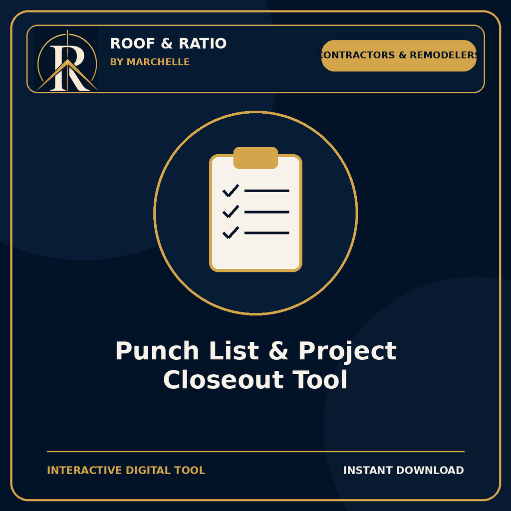 Roof & Ratio Punch List & Project Closeout Tool
