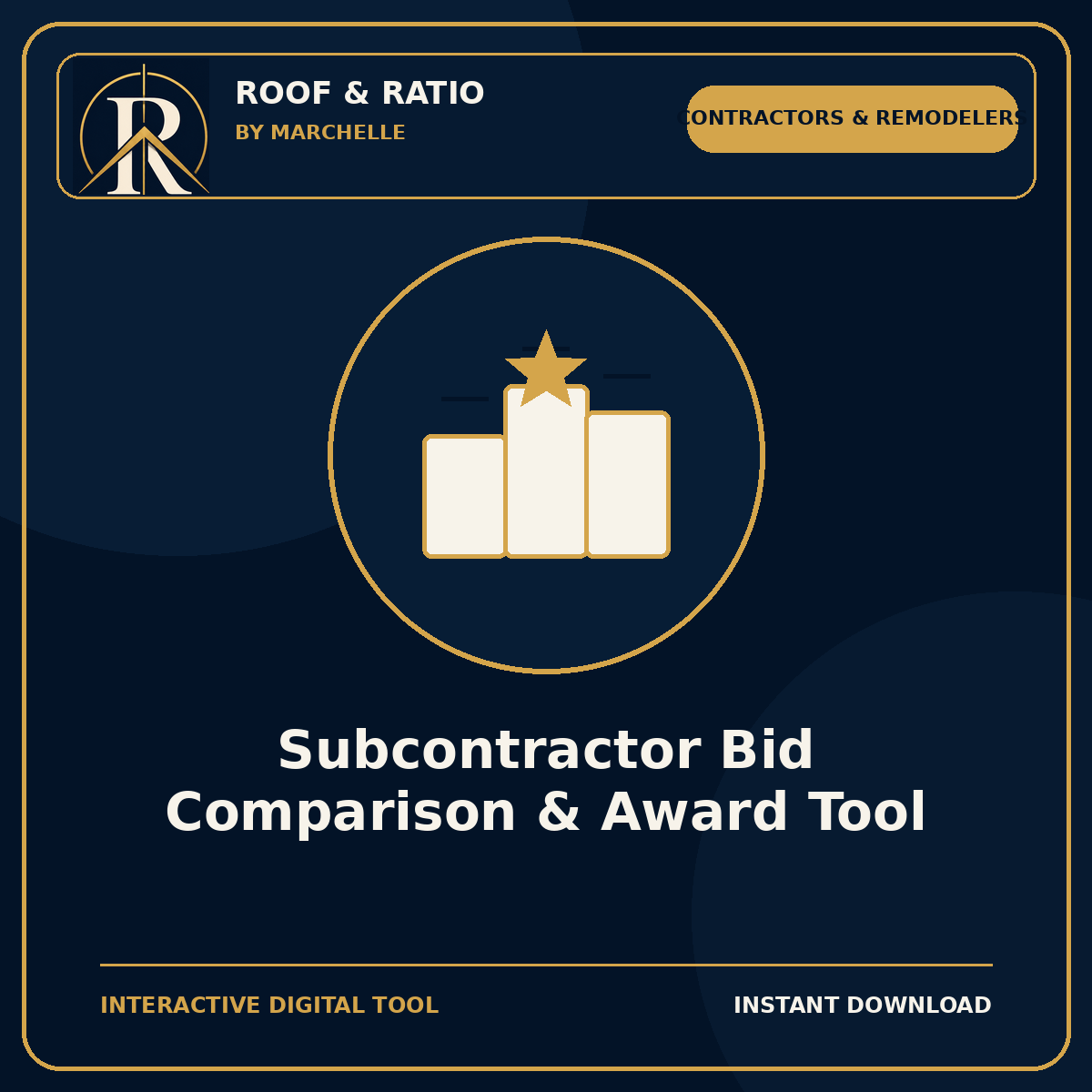 Roof & Ratio Subcontractor Bid Comparison & Award Tool